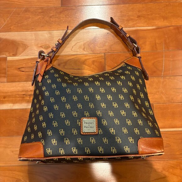 Dooney & Bourke Gretta Hobo Logo Print Canvas/Leather Shoulder Bag - Picture 2 of 15